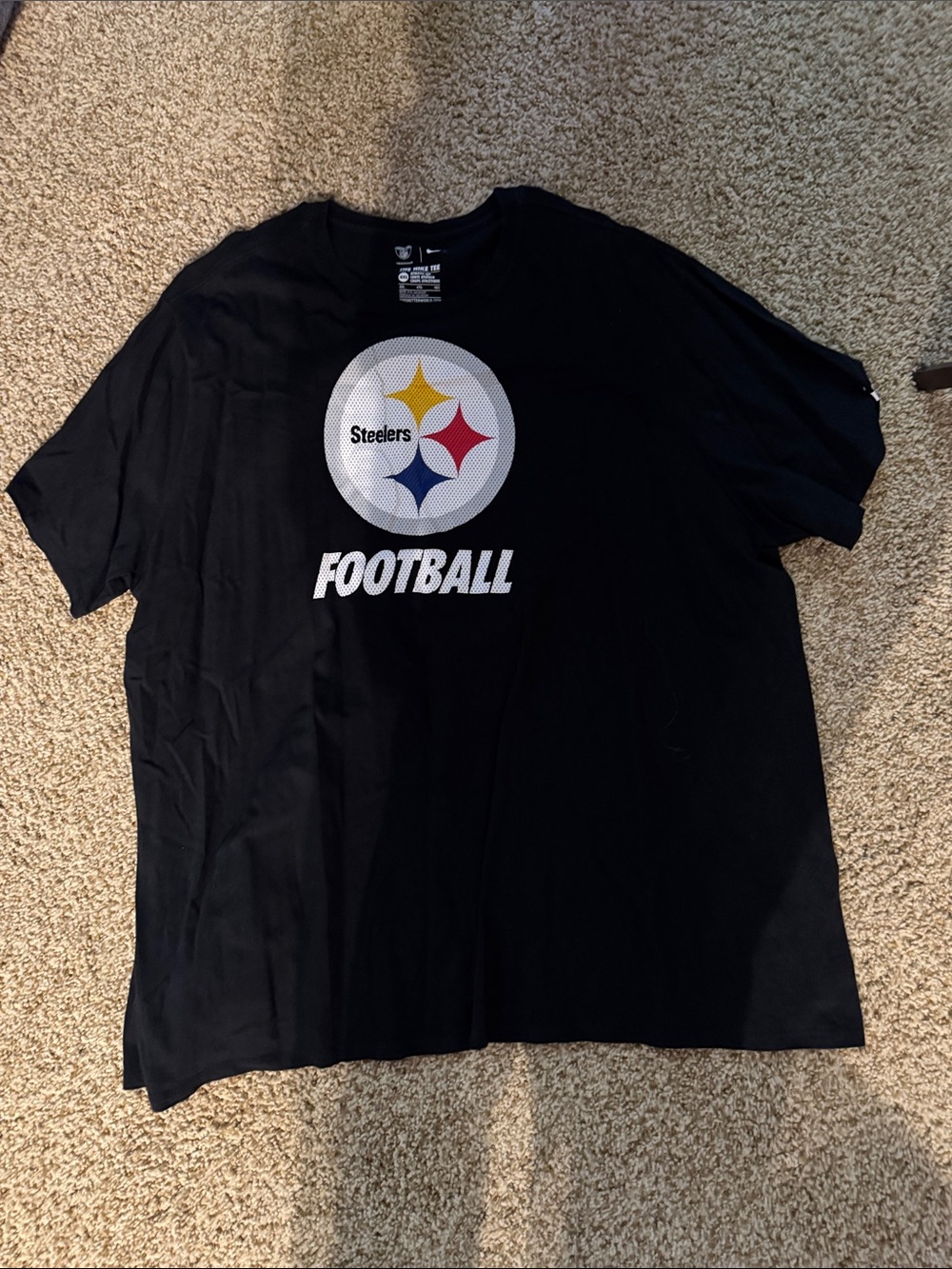 Nike Black Tee with Multi-Color Crest